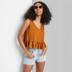 Wild Fable Peplum Top Rust Heritage XL